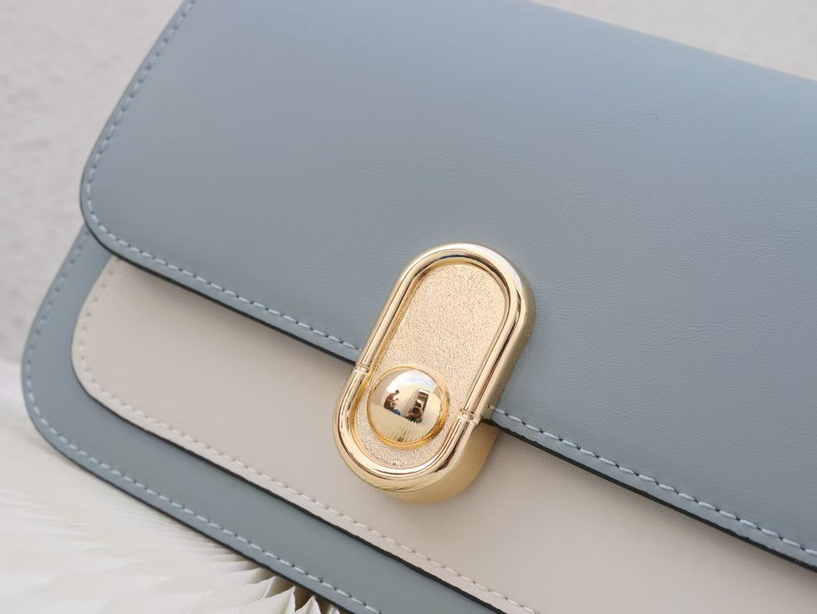 Chic Leather Shoulder Bag with Gold Accent RM0006
