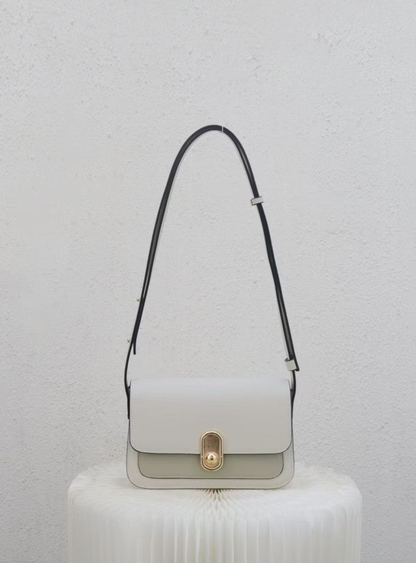 Chic Leather Shoulder Bag with Gold Accent RM0006