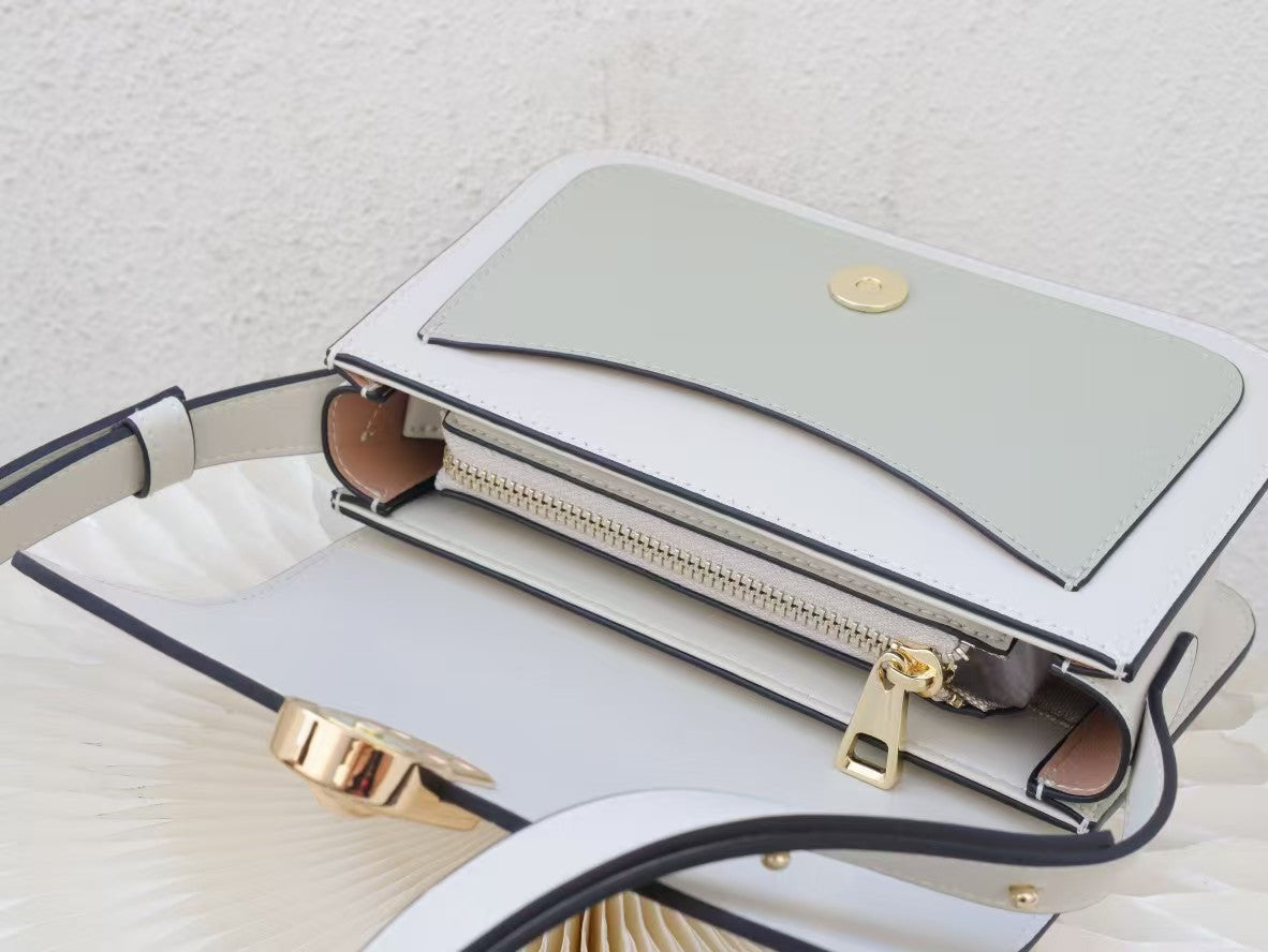 Chic Leather Shoulder Bag with Gold Accent RM0006