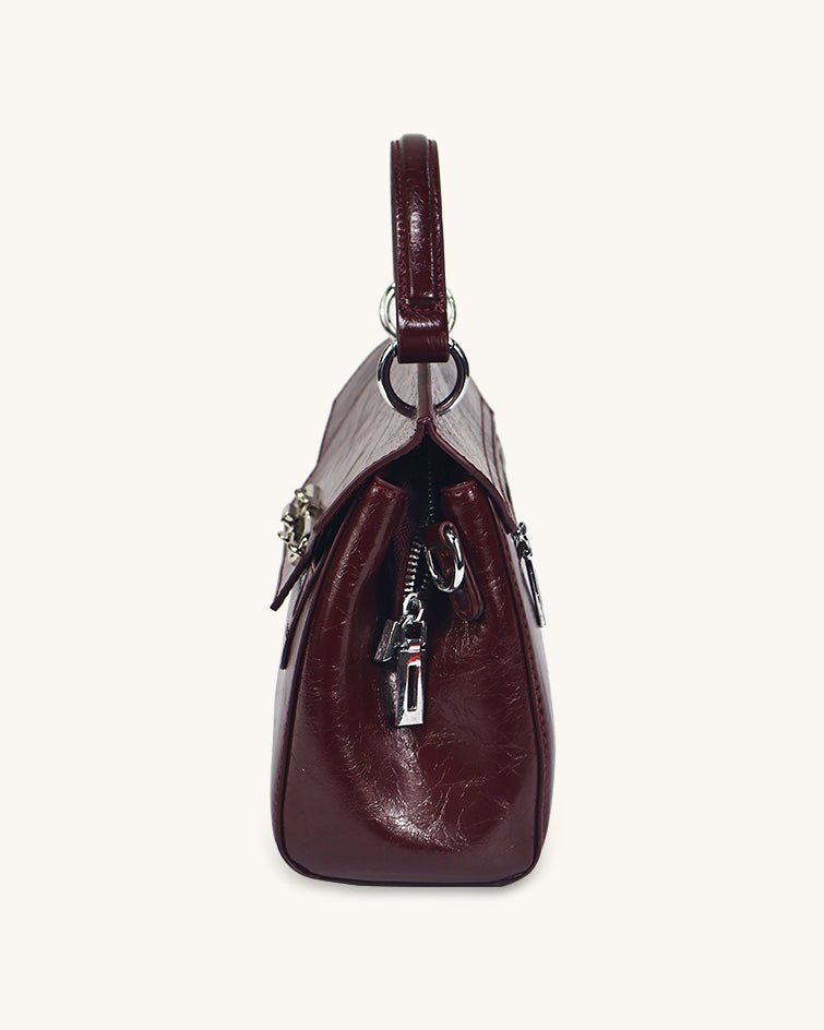 L-0003 Luxury Patent Leather Top Handle Bag Timeless Elegance in Rich Hues