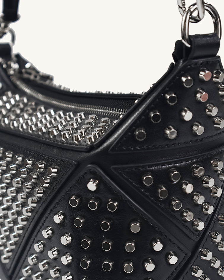 L-0006 Edgy Studded Leather Crossbody Bag: Make a Bold Style Statement