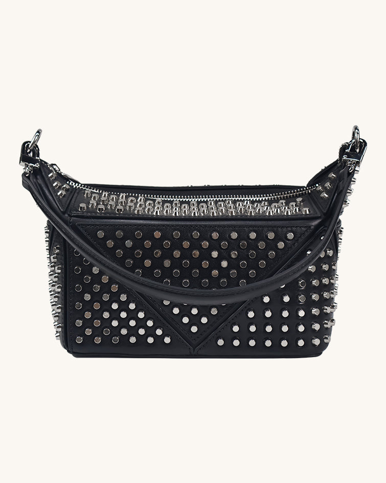 L-0006 Edgy Studded Leather Crossbody Bag: Make a Bold Style Statement