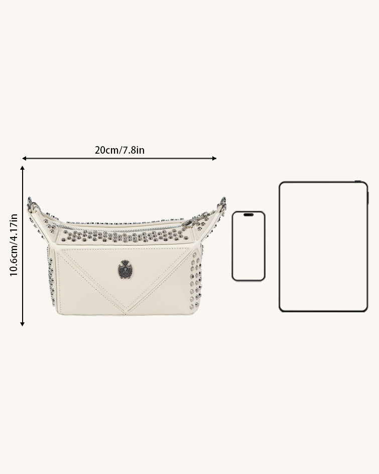 L-0006 Edgy Studded Leather Crossbody Bag: Make a Bold Style Statement