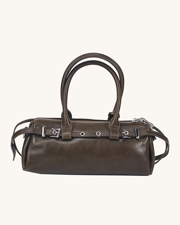 L-0005 Vintage Inspired Leather Barrel Bag Timeless Style for Every Occasion
