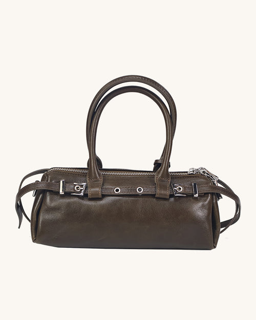 L-0005 Vintage Inspired Leather Barrel Bag Timeless Style for Every Occasion