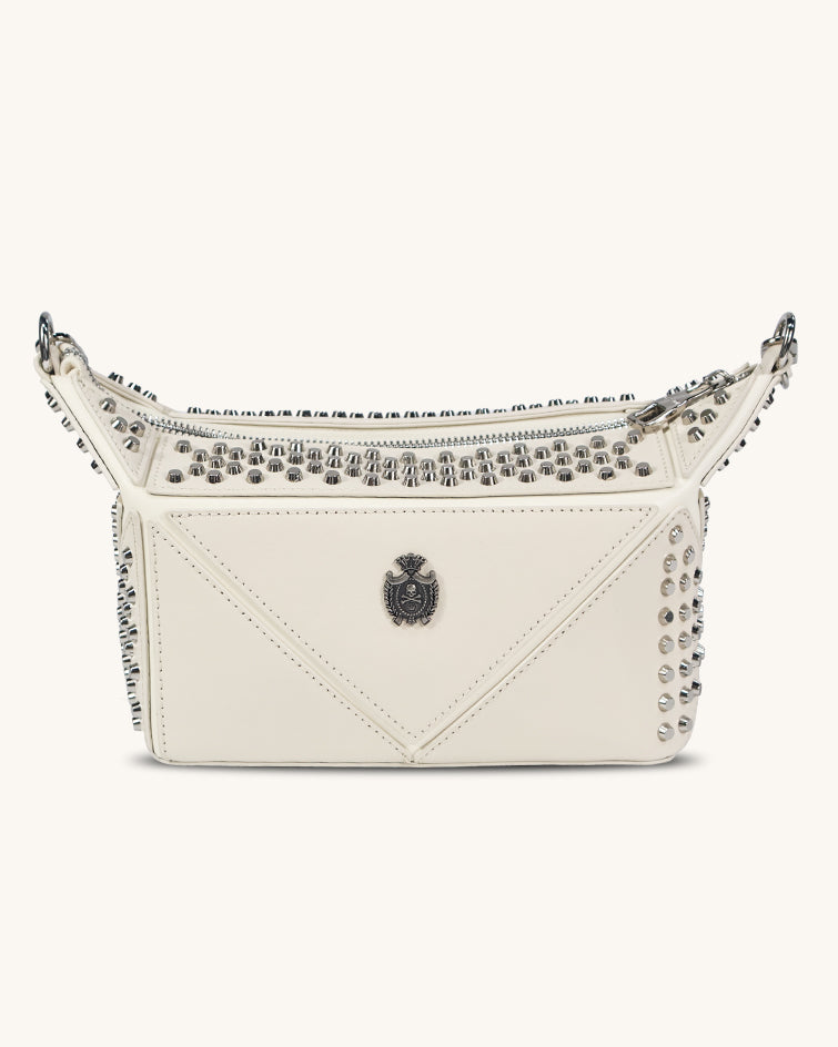 L-0006 Edgy Studded Leather Crossbody Bag: Make a Bold Style Statement