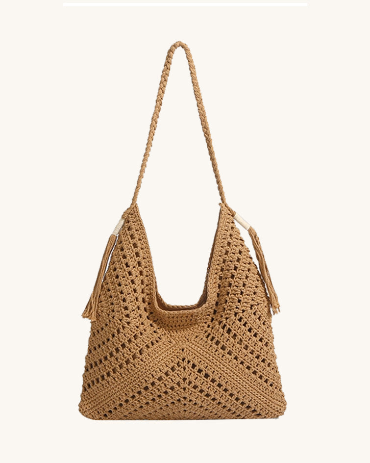 L-0023 Bohemian Crochet Tote Bag: Effortless Style for Beach & Everyday