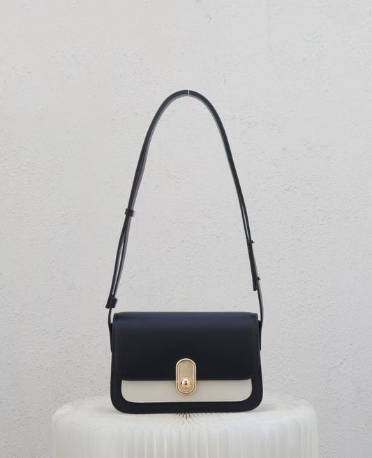 Chic Leather Shoulder Bag with Gold Accent RM0006