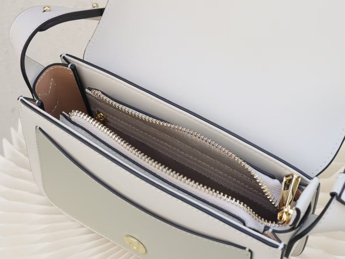 Chic Leather Shoulder Bag with Gold Accent RM0006