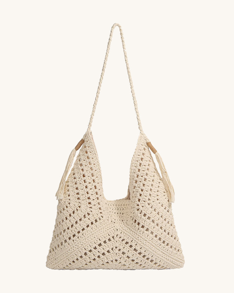 L-0023 Bohemian Crochet Tote Bag: Effortless Style for Beach & Everyday