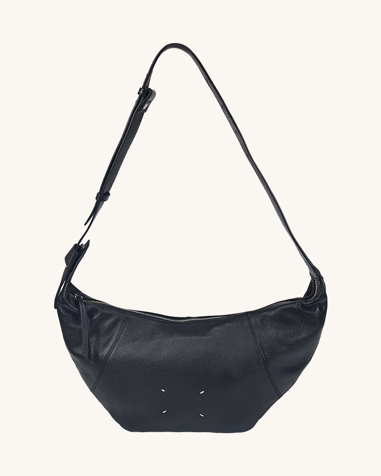 L-0022 Leather Crescent Hobo Bag
