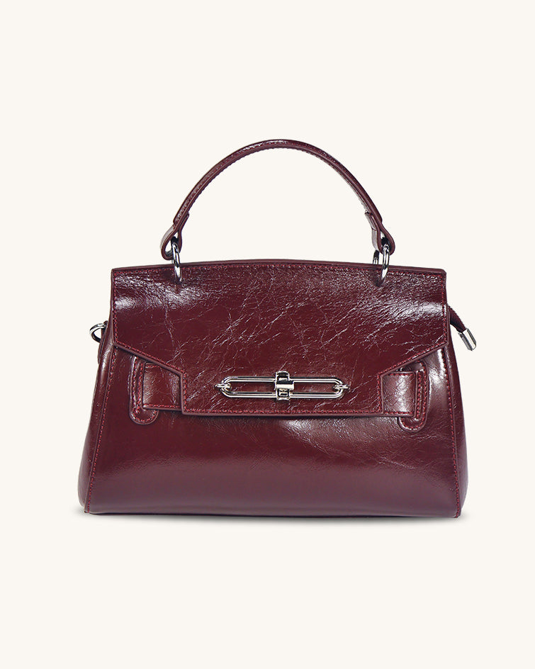 L-0003 Luxury Patent Leather Top Handle Bag Timeless Elegance in Rich Hues