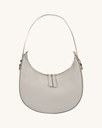 L-0009 Black Crescent Leather Hobo Bag with Gold Zippers