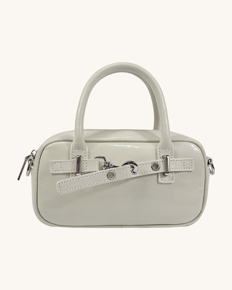 L-0004 Black Patent Leather Mini Top-Handle Bag
