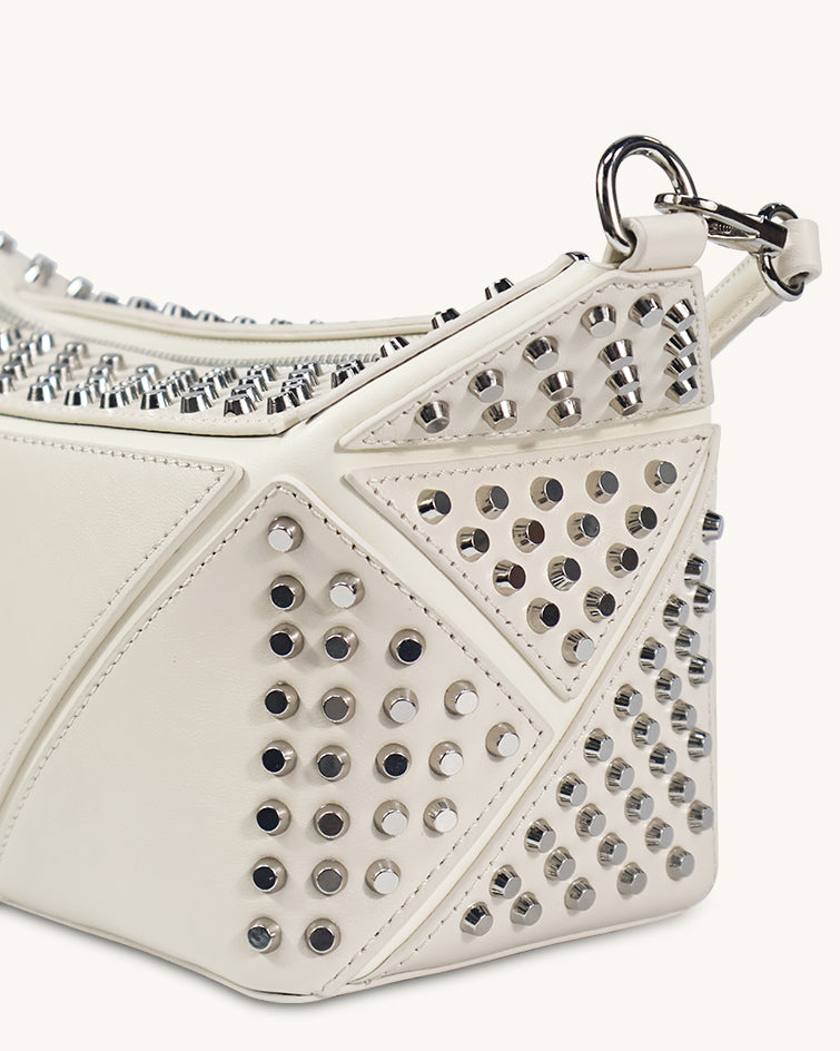 L-0006 Edgy Studded Leather Crossbody Bag: Make a Bold Style Statement