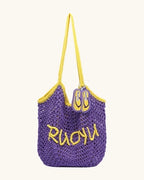 L-0027 Colorful Crochet Tote Bag with Flip Flop Charm Perfect for Beach & Summer Vibes