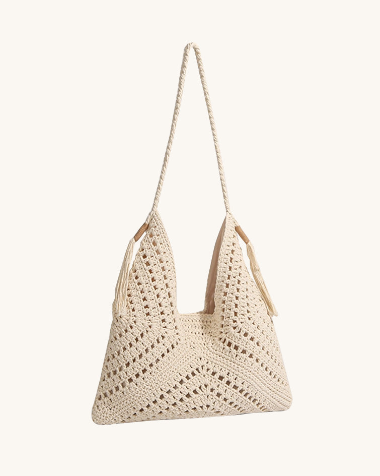 L-0023 Bohemian Crochet Tote Bag: Effortless Style for Beach & Everyday