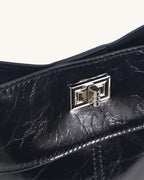 L-0002 Black Patent Leather Crossbody Bucket Bag