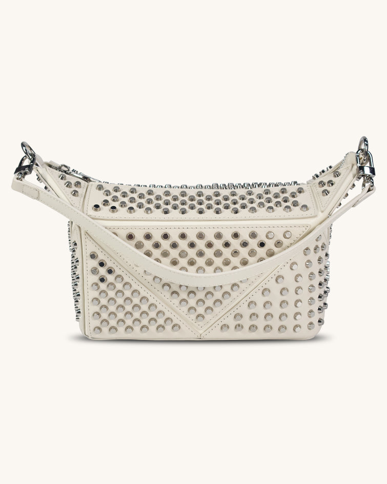 L-0006 Edgy Studded Leather Crossbody Bag: Make a Bold Style Statement