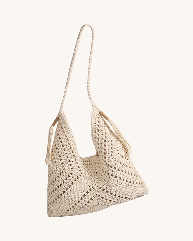 L-0023 Bohemian Crochet Tote Bag: Effortless Style for Beach & Everyday