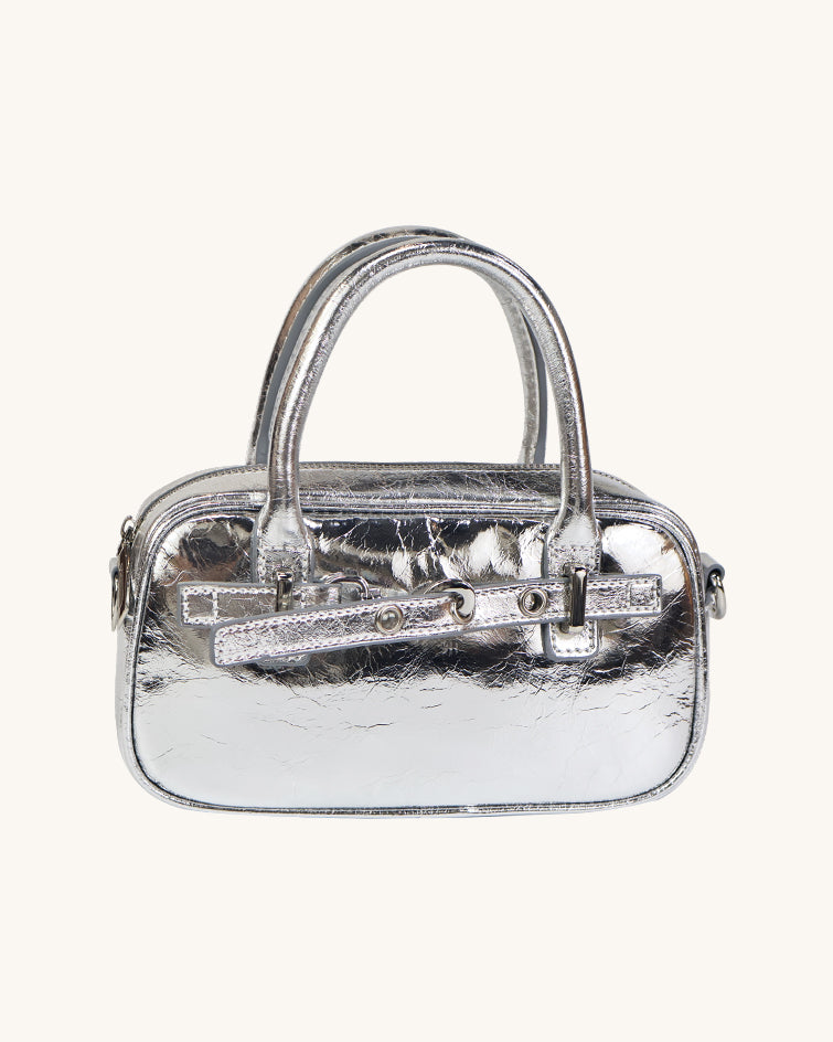 L-0004 Black Patent Leather Mini Top-Handle Bag