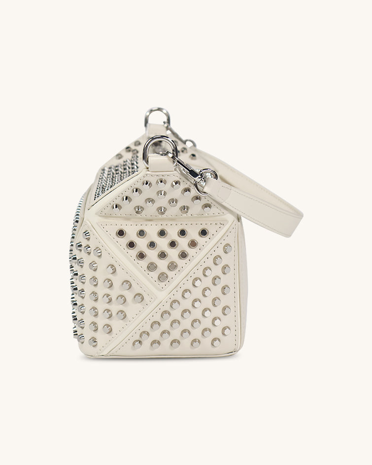 L-0006 Edgy Studded Leather Crossbody Bag: Make a Bold Style Statement