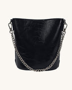 L-0002 Black Patent Leather Crossbody Bucket Bag