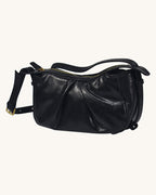 L-0016 Vintage-Inspired Black Leather Crossbody Bag
