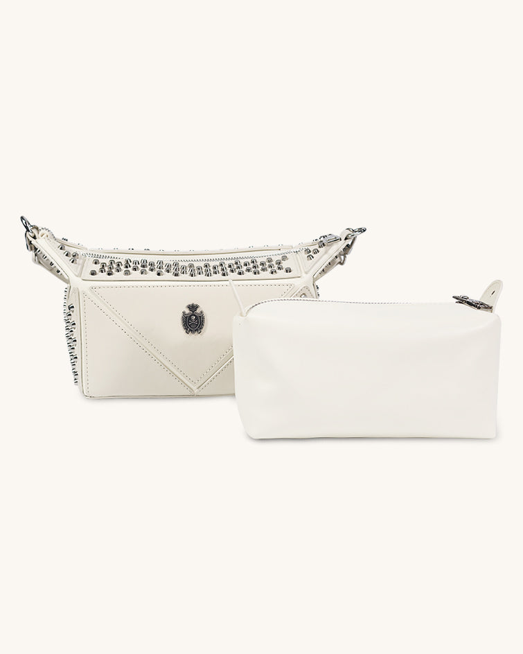 L-0006 Edgy Studded Leather Crossbody Bag: Make a Bold Style Statement