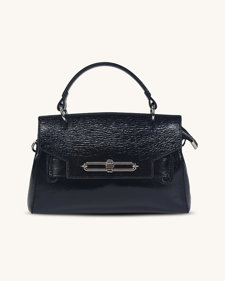 L-0003 Luxury Patent Leather Top Handle Bag Timeless Elegance in Rich Hues