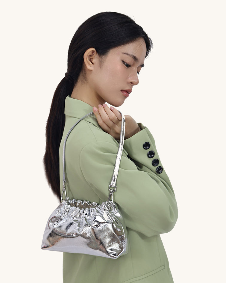 L-0010 Ruched Leather Shoulder Bag: Elevate Your Style with Versatile Hues