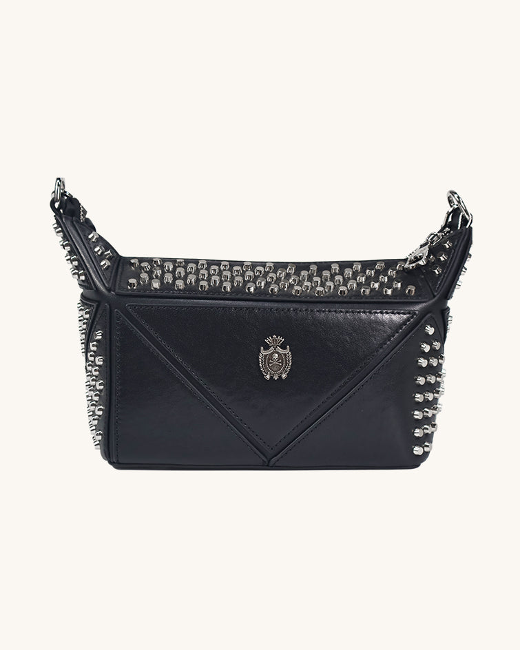 L-0006 Edgy Studded Leather Crossbody Bag: Make a Bold Style Statement