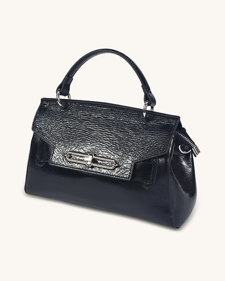 L-0003 Luxury Patent Leather Top Handle Bag Timeless Elegance in Rich Hues