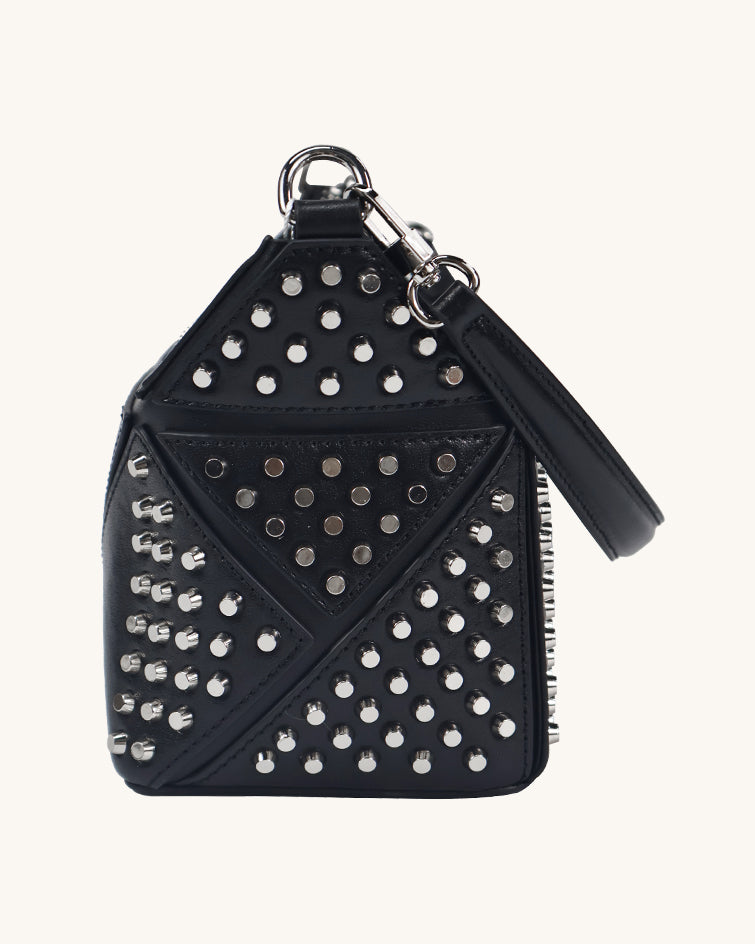 L-0006 Edgy Studded Leather Crossbody Bag: Make a Bold Style Statement